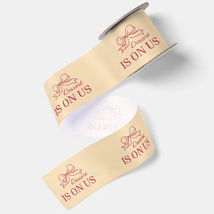 Dessert Is On Us Beige And Red Wedding Seal Satin Ribbon