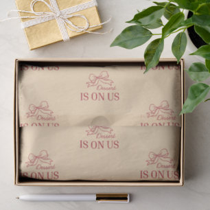 Dessert Is On Us Beige And Red Wedding Seal Tissue Paper
