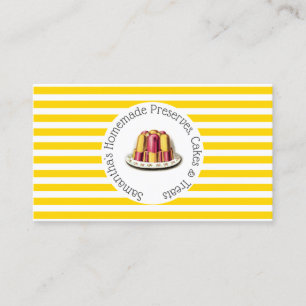 Dessert jelly on yellow white stripes chic pudding business card