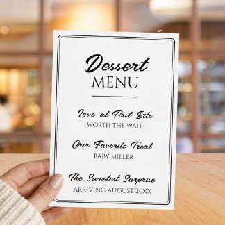 Dessert Menu Cute Fun Pregnancy Announcement