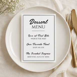Dessert Menu Cute Pregnancy Announcement