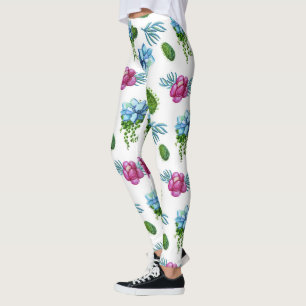 Dessert Pink Berries   Botanical Boho Floral Leggings