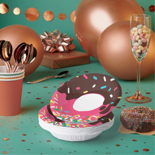 Dessert, Rainbow Sprinkle Doughnut, Doughnut Paper Plate (Multi)