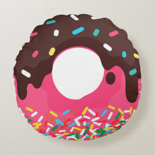 Dessert, Rainbow Sprinkle Doughnut, Doughnut Round Cushion