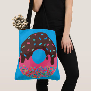 Dessert, Rainbow Sprinkle Doughnut, Doughnut Tote Bag