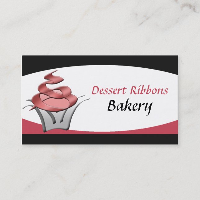 Dessert Ribbons Cupcake Bakery Business Cards (Front)