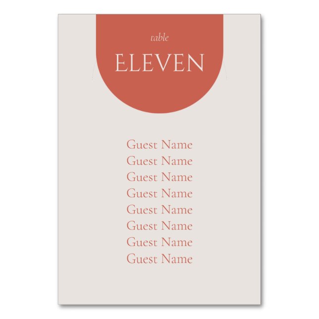 Dessert Rose Modern Wedding Table Seating Chart Table Number (Front)