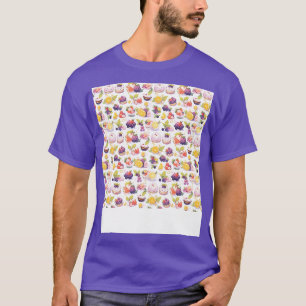 Dessert Seamless Pattern Patisserie Kawaii Cute Fr T-Shirt