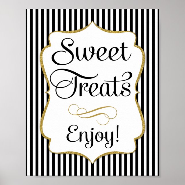 Dessert Sign Black Gold Sweet Treats (Front)