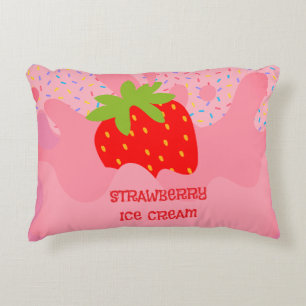 Dessert, Strawberry Ice Cream, Rainbow Sprinkle Decorative Cushion