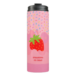 Dessert, Strawberry Ice Cream, Rainbow Sprinkle Thermal Tumbler