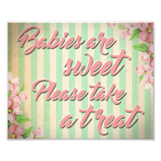 Dessert table for girl's baby shower sign. photo print