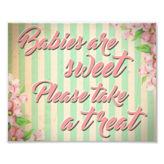 Dessert table for girl's baby shower sign. photo print (Front)