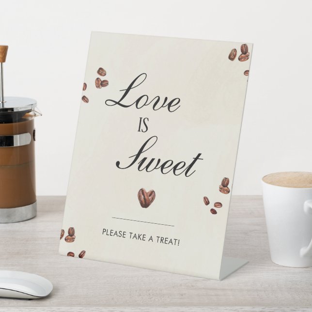 Dessert Table Love Is Brewing Bridal Shower Sweets Pedestal Sign (In SItu)