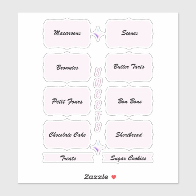 Dessert Table Organisation Pink Labels (Sheet)