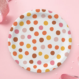 Dessert tones polka dots paper plate