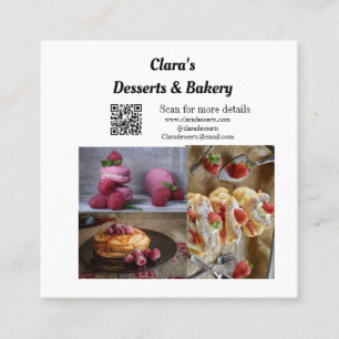 Desserts Bakery restaurant add name details text Square Business Card