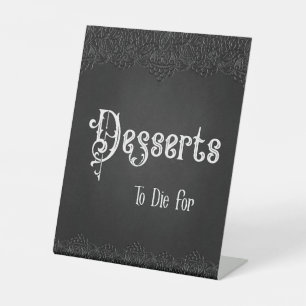 Desserts Black Lace Gothic Wedding Table Sign