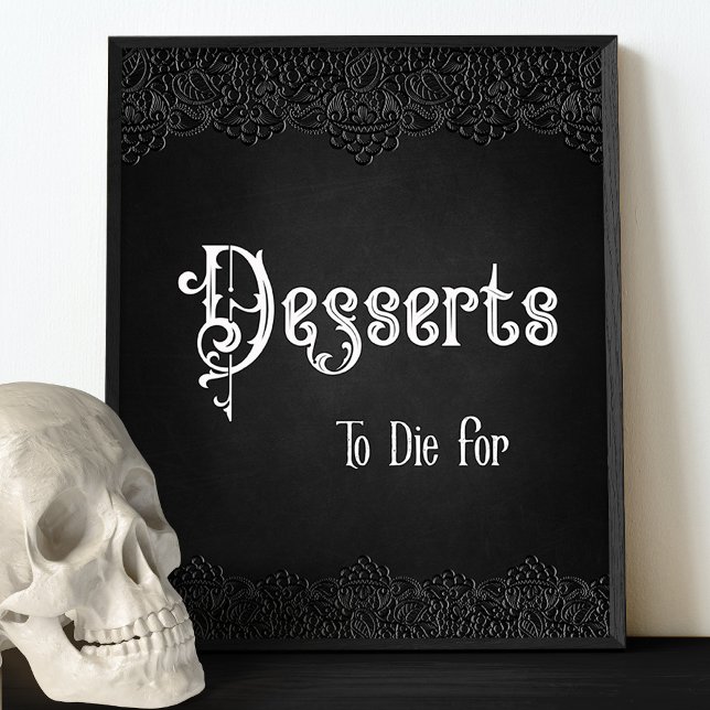 Desserts Black Lace Gothic Wedding Table Sign (Creator Uploaded)