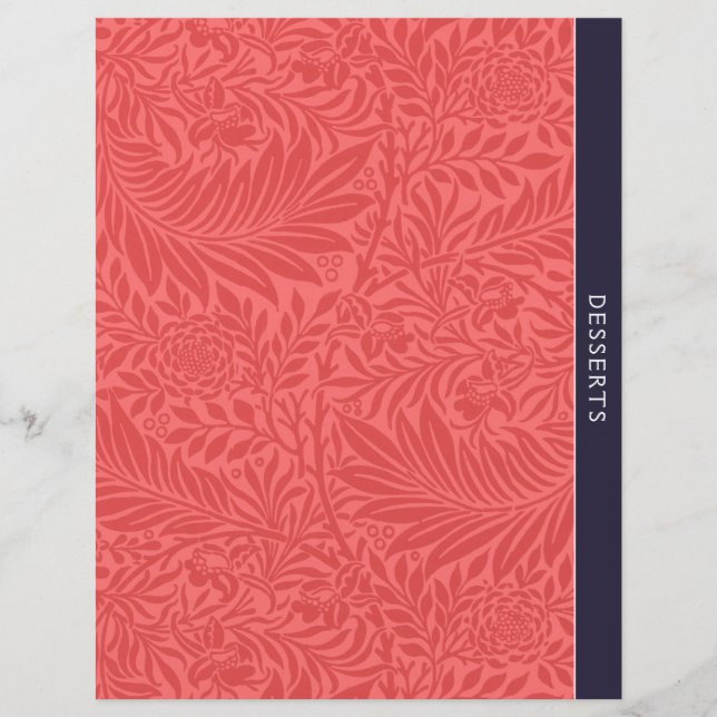 Desserts | Recipe Divider | Vintage Red Floral (Front)