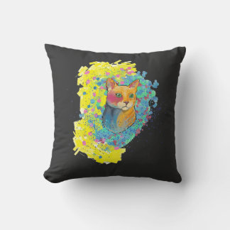 dessin de chat coloré cushion