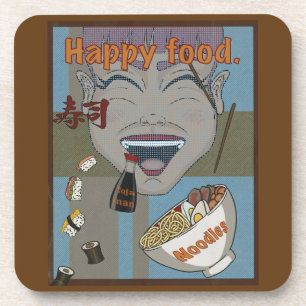 Dessous-de-verre en plastique dur Happy food Coaster