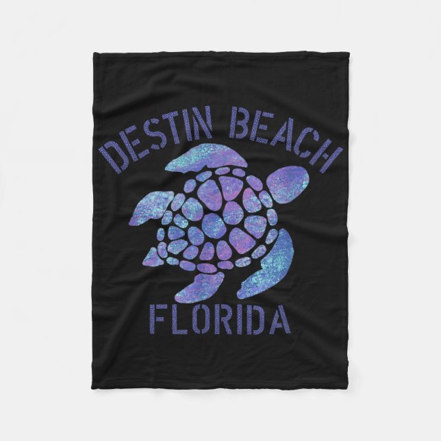 Destin Beach, Fl Beach Design _ Tribal Turtle Gift Fleece Blanket (Front)