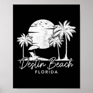 Destin Beach Florida Fl Vintage Sunset Surfer Vaca Poster