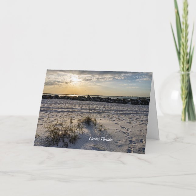 Destin Beach Florida Jetty Sunset Greeting Card (Front)