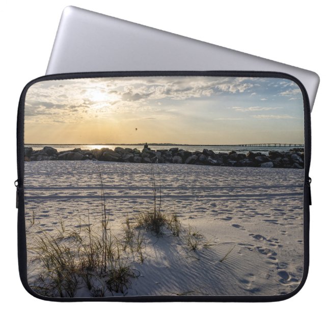 Destin Beach Florida Jetty Sunset Laptop Case (Front)