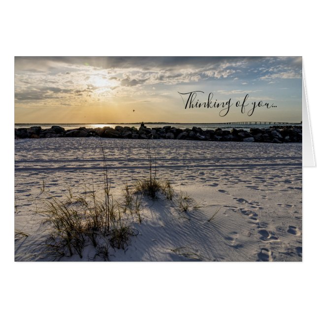 Destin Beach Florida Jetty Sunset Thinking U Card (Front Horizontal)