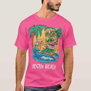 Destin Beach Florida Palm Tree Surfing Beach Vacat T-Shirt