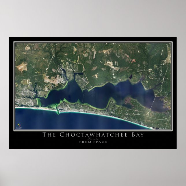 Destin - Choctawhatchee Bay Florida Satellite Map Poster (Front)