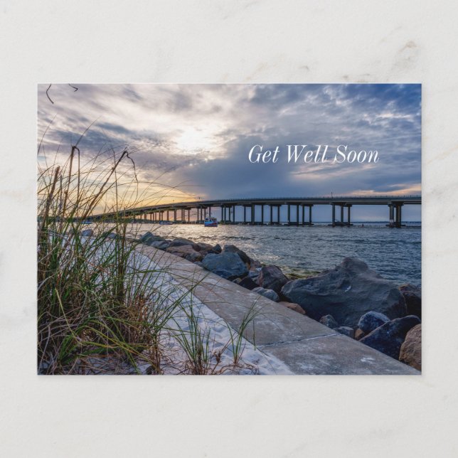 Destin East Pass Sunset Get Well Postcard (Front)