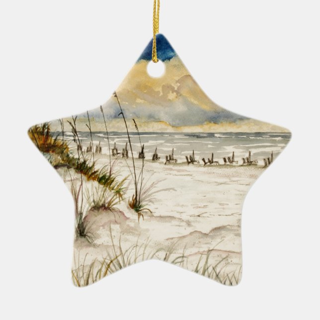 Destin Florida Beach Art Ceramic Tree Decoration (Front)