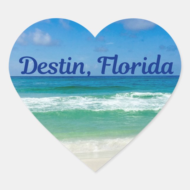 Destin Florida Beach Photograph Heart Sticker (Front)