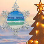 Destin Florida Beach Photograph Snowflake Pewter Christmas Ornament<br><div class="desc">A beautiful beach photograph taken in the ideal vacation destination of Destin,  Florida. The gorgeous green waters of Sandestin wash up to the sandy seashore underneath serene blue skies to make the perfect scenic vacation photo.</div>