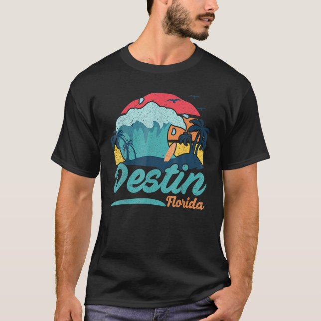 Destin Florida Beach Summer Surfing Sun Set Palm T T-Shirt (Front)