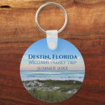 Destin Florida Beach Sunset Custom Vacation Key Ring<br><div class="desc">This picturesque beach keychain from Destin Florida features the gorgeous pink and orange sunset gently touching the ocean waves above the sand and sea grass. Lovely seaside keepsake souvenir with personalised trip date and family last name for your favourite vacation spot.</div>