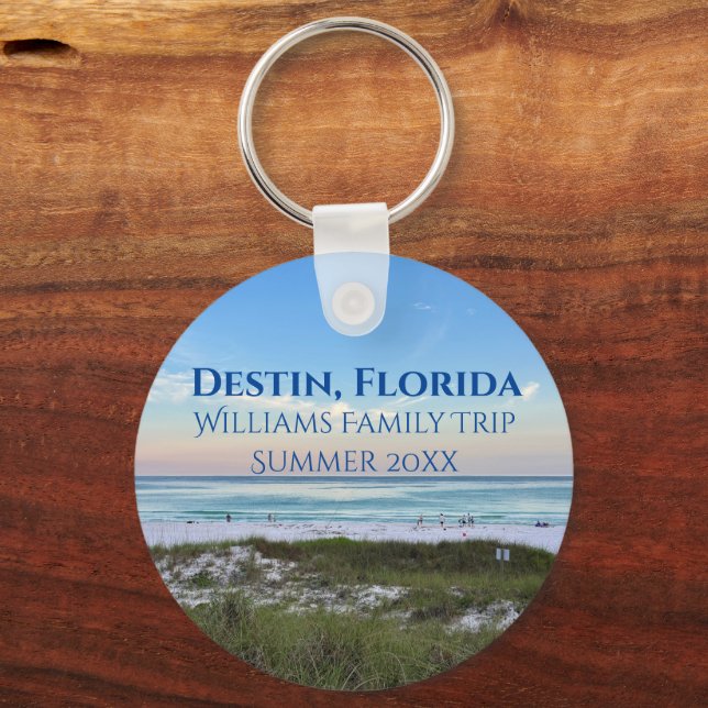 Destin Florida Beach Sunset Custom Vacation Key Ring (Front)