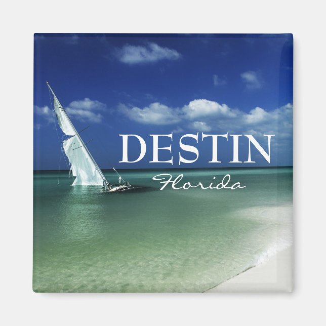 Destin Florida beached sailboat Magnet (Front)