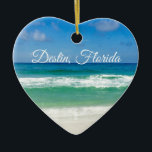 Destin Florida Beautiful Beach Photography Heart Ceramic Tree Decoration<br><div class="desc">A beautiful beach photograph taken in the ideal vacation destination of Destin,  Florida. The gorgeous green waters of Sandestin wash up to the sandy seashore underneath serene blue skies to make the perfect scenic vacation photo.</div>