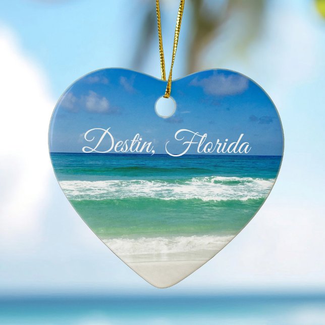 Destin Florida Beautiful Beach Photography Heart Ceramic Tree Decoration (Creator Uploaded)