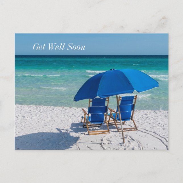 Destin Florida Chairs And Umbrella Get Well Postcard (Front)