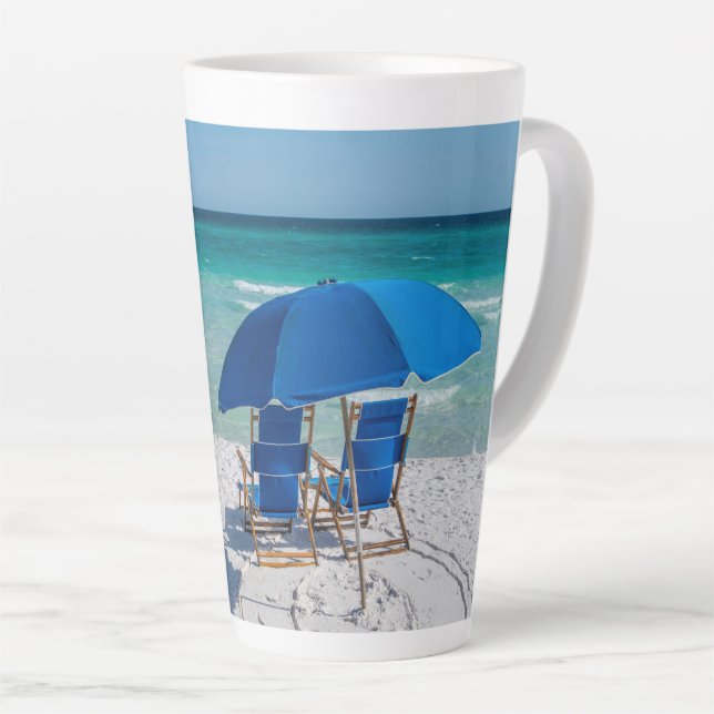 Destin Florida Chairs And Umbrella Latte Mug (Right Angle)