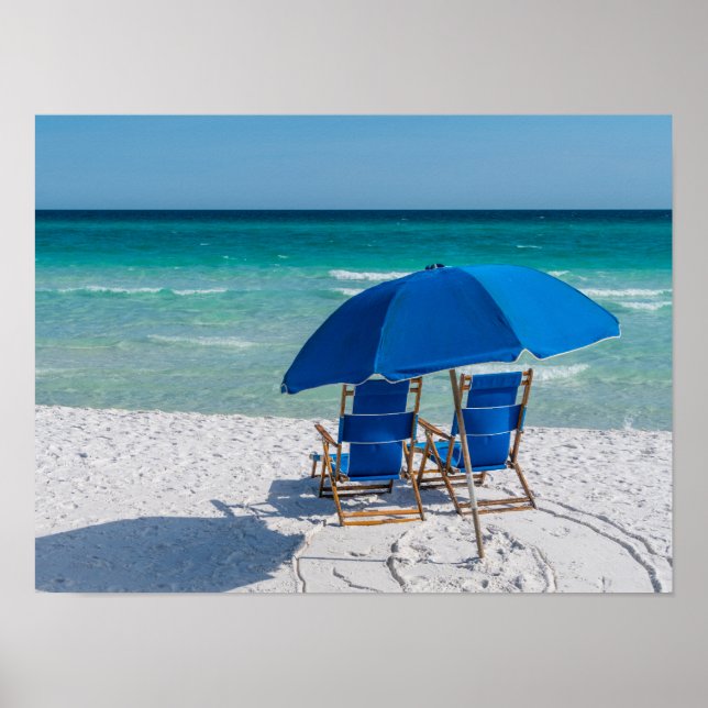 Destin Florida Chairs And Umbrella Poster (Front)