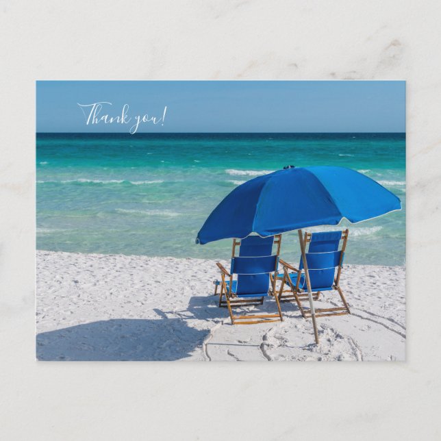 Destin Florida Chairs And Umbrella Thank You Postcard (Front)