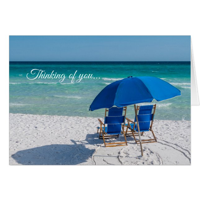 Destin Florida Chairs And Umbrella Thinking Card (Front Horizontal)