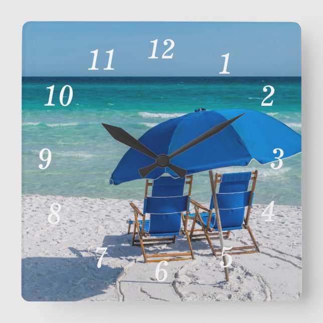 Destin Florida Chairs And Umbrella Wall Clock (Front)