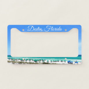 Destin Florida Coast Beach Umbrellas Pretty City Licence Plate Frame